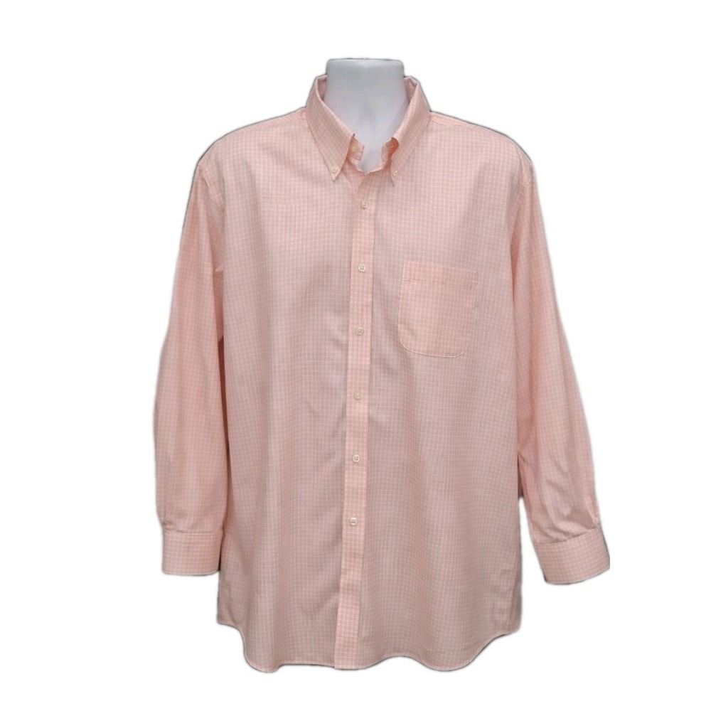 Brooks Brothers 1818 The Original Polo Shirt  Pink  Gingham No Iron 17 1/2-32/33